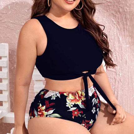 Wholesale Women's Plus Size Split Bikini Wrap Breast Bow High Waist Swimsuit