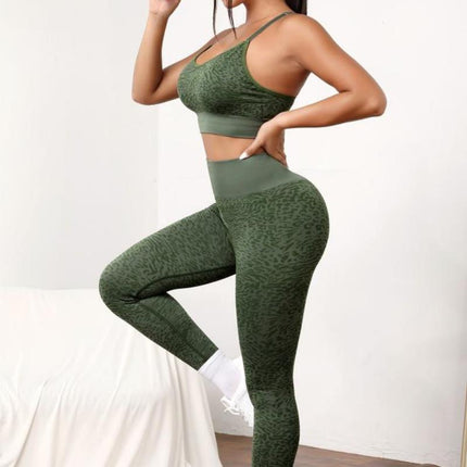 Conjunto de polainas de sujetador de yoga deportivo sin costuras de cintura alta para mujer