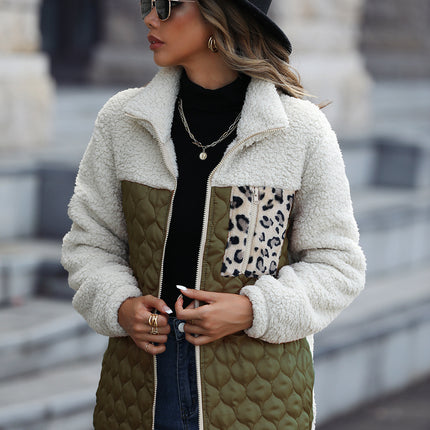 Wholesale Women's Winter Long Sleeve Round Neck Zip Fleece Jacket
