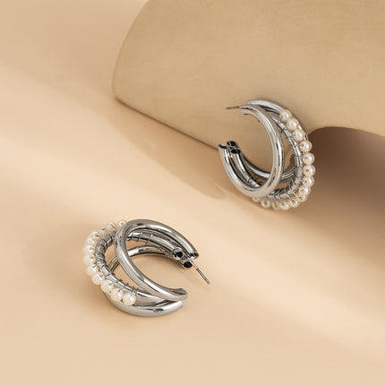 Großhandelsart- und weisefaux-Perlen-Verpackungs-Bolzen-Metallc-Form-Ohrringe