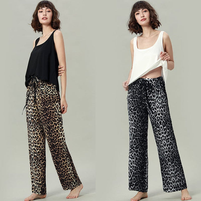 Conjunto de ropa de casa con pantalones de leopardo y chaleco de pijama para mujer