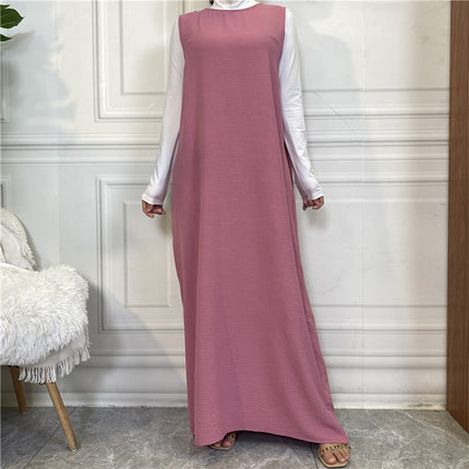 Conjunto de damas musulmanas Abaya vestido sin mangas con bolsillos