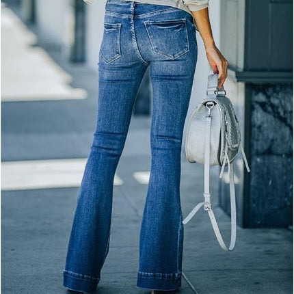 Wholesale Ladies Fashion Casual High Waist Micro Bootcut Jeans