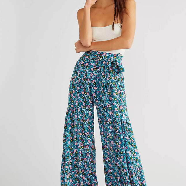 Wholesale Women's Spring/Summer Printed Ladies Casual Beach Wide Leg Pants