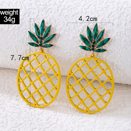 Pineapple Stud Earrings Spray Painted Geometric Cutout Fruit Cartoon Earrings