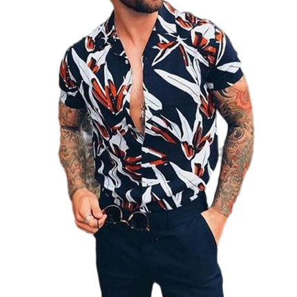 Wholesale Men's Summer Casual Oversized Printed Short Sleeve Shirt