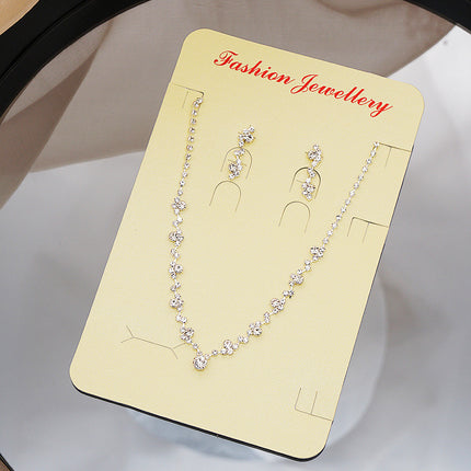 Exquisites Klauenketten-Halsketten-Ohrring-Armband-Set, dreiteiliges Schlüsselbein-Ketten-Set mit vollem Diamanten am Abend