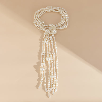 Wholesale Long Pearl Bib Tassel Pendant Necklace