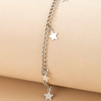 Silver Pentagram Tassel Single Layer Bracelet