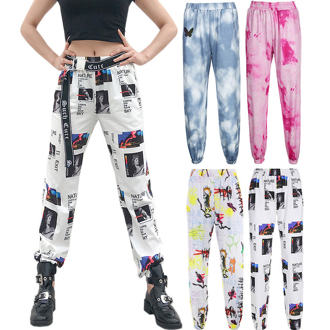 Wholesale Women's Printed Casual Pants Tie Dye Harem Pants