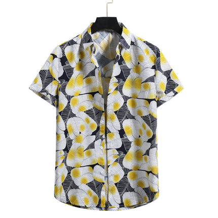 Wholesale Men's Summer Short-sleeved Casual Beach Lapel Floral Shirt