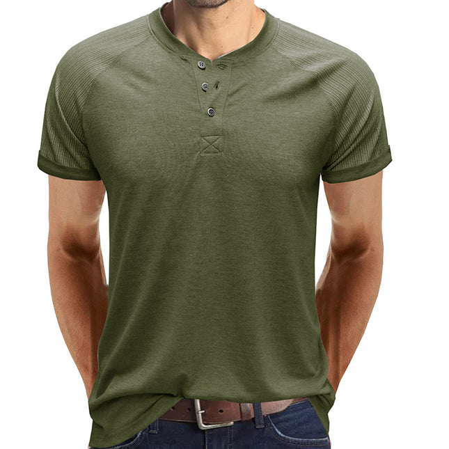 Einfarbiges, lockeres Rundhals-Kurzarm-T-Shirt für Sommermänner