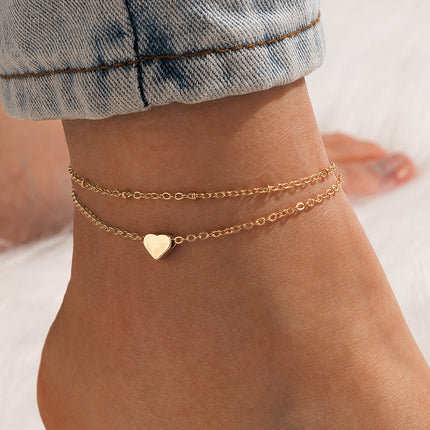 Double Heart Heart Beach Anklet