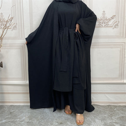 Conjunto de tres piezas de túnica de moda de color sólido para mujer al por mayor