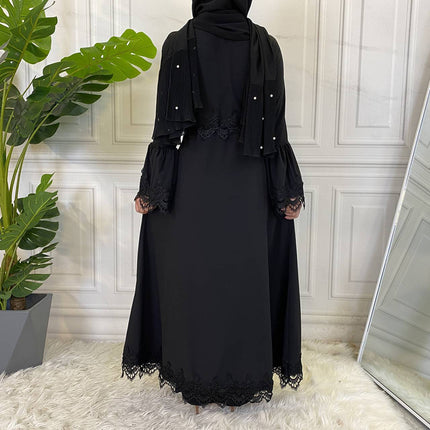 Naher Osten Muslim Fashion Damen Kleid mit Spitzennähten