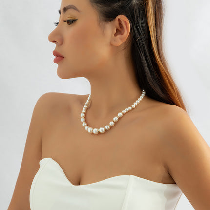Pearl Clavicle Necklace Rhinestone Geometric Necklace