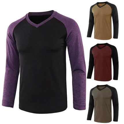 Men's Top Long Sleeve Contrasting Raglan Sleeve T-Shirt