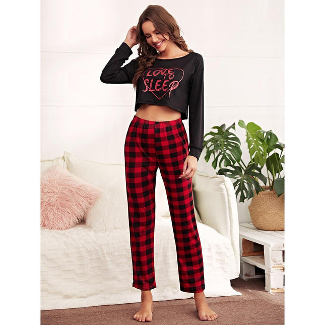 Pijama con pantalones de manga larga para mujer Homewear Navel Navel