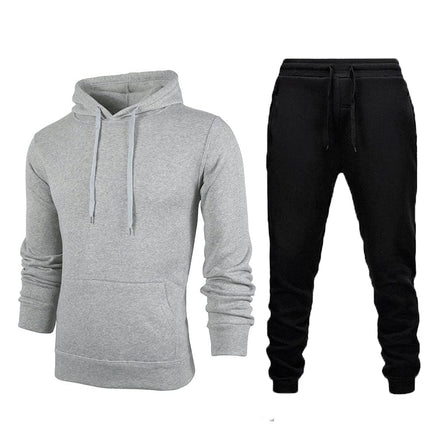 Wholesale  Men's Sports Leisure Solid Color Fleece Hoodies Jogger Set