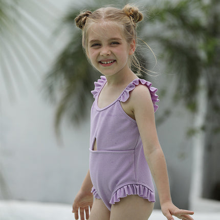 Einteiliger Badeanzug für Kinder, einfarbig, Mädchen-Badebekleidung