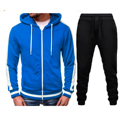 Wholesale Men's Cardigan Casual Zipper Hoodie Jacket Joggers Two Piece Set