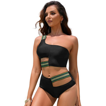 Wholesale Women's Sexy One Shoulder Strappy Two-piece Swimsuit