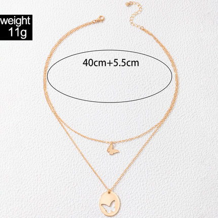 Butterfly Geometric Irregular Double Layer Necklace