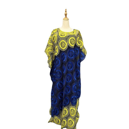 Wholesale African Ladies Embroidered Lace Dolman Sleeve Robe Dress
