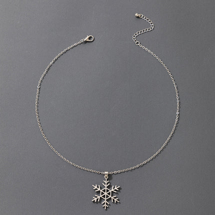 Collar único de copo de nieve de Navidad Collar de plata irregular geométrico