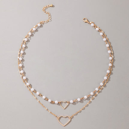 Love Personality Peach Heart Pearl Necklace Clavicle Chain