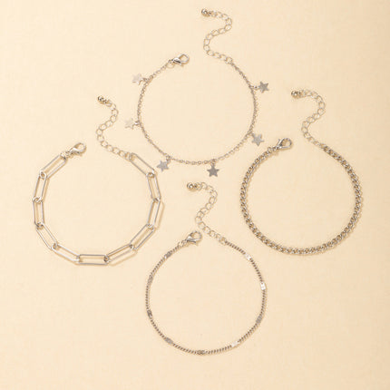 Star Hollow Stitching Chain Twist Chain Four Pieces Bracelet