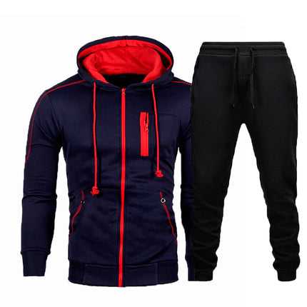 Conjunto de jogger de chaqueta con capucha y capucha para hombre de otoño invierno