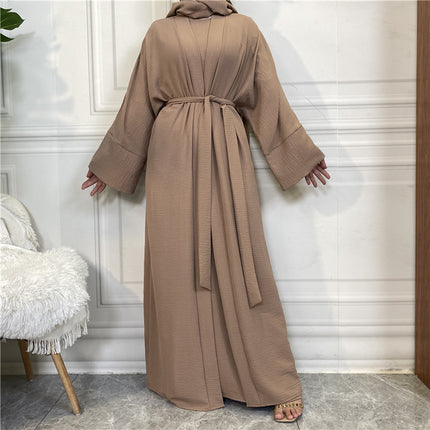 Conjunto de damas musulmanas Abaya vestido sin mangas con bolsillos