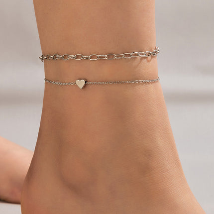 Double Heart Heart Beach Anklet