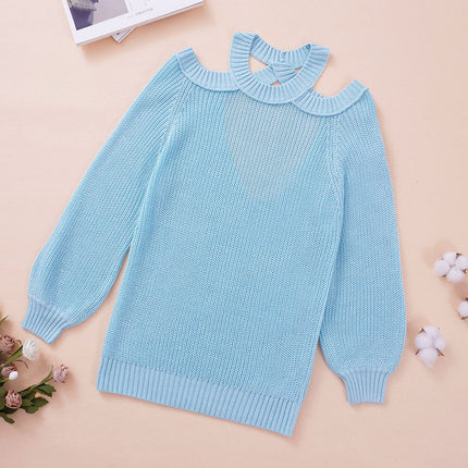 Wholesale Women's Round Neck Loose Long Sleeve Off Shoulder Pullover Sweater