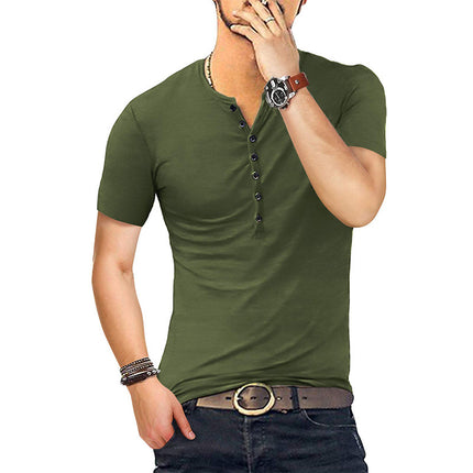 Wholesale Men's Summer Solid Color Short Sleeve Slim T-Shirt