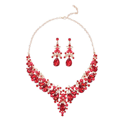 Wholesale Necklace Set Women's Two-piece Alloy Bridal Dress Jewelry