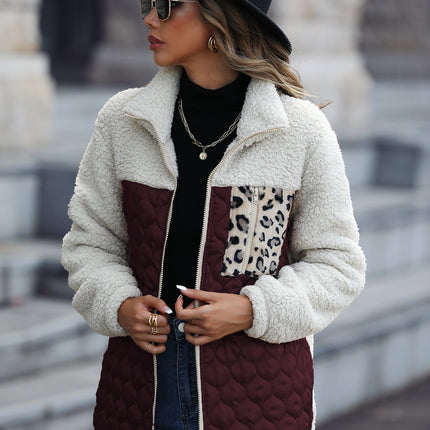 Wholesale Women's Winter Long Sleeve Round Neck Zip Fleece Jacket