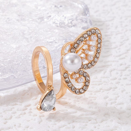 Perle, Strass, Schmetterling, geometrischer Ausschnitt, zum Öffnen eines einzelnen Rings