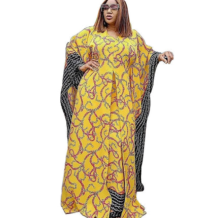 Wholesale African Women's Plus Size Wide-Leg Pants Kaftan Two-Piece Set