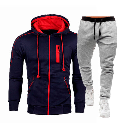 Conjunto de jogger de chaqueta con capucha y capucha para hombre de otoño invierno