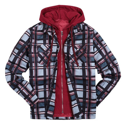 Wholesale Men's Fall Winter Plus Size Thick Printed Fake Hooded Two-Piece Jacket