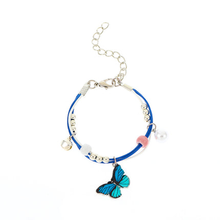 Pulsera de mariposa azul al por mayor pulsera de mariposa trenzada de moda