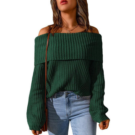 Ladies Autumn Casual & Fashion Loose Off Shoulder Sweater