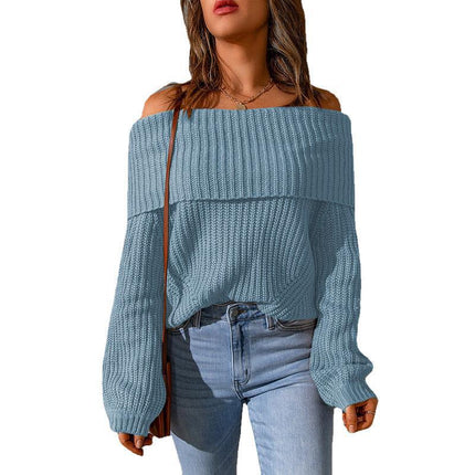 Ladies Autumn Casual & Fashion Loose Off Shoulder Sweater